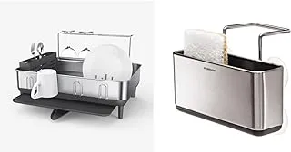 Simplehuman dish rack with swivel spout for direct drainage