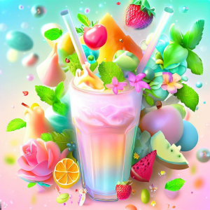A refreshing and colorful baby shower mocktail with fresh fruits and herbs