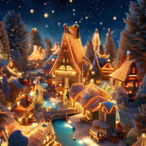 Enchanting Christmas village with moving parts and twinkling lights, perfect for the holiday season.