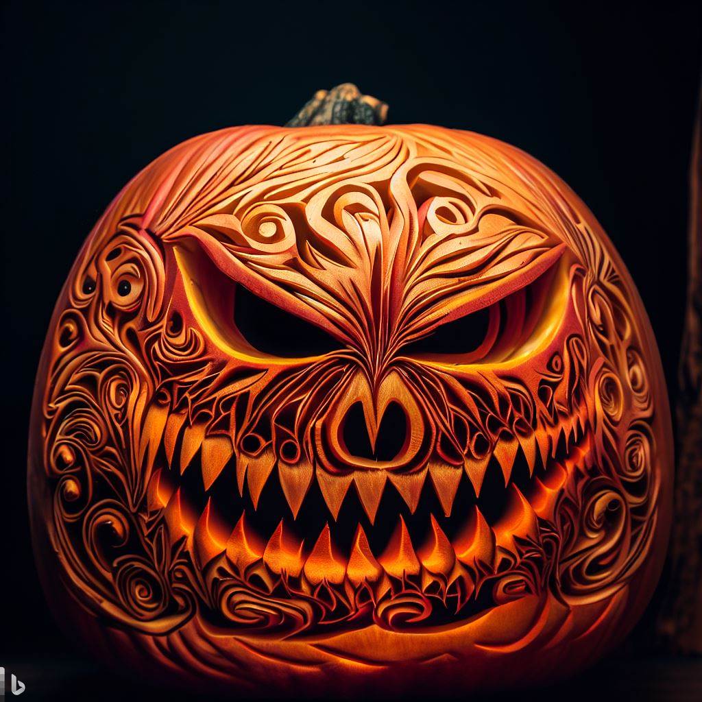 Creative pumpkin carving designs with intricate details