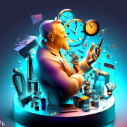 An eye-catching image featuring a collection of innovative and unique gift ideas for dad, including cutting-edge gadgets, personalized items, handy tools, and unforgettable experiences, designed to bring joy and excitement to his special day