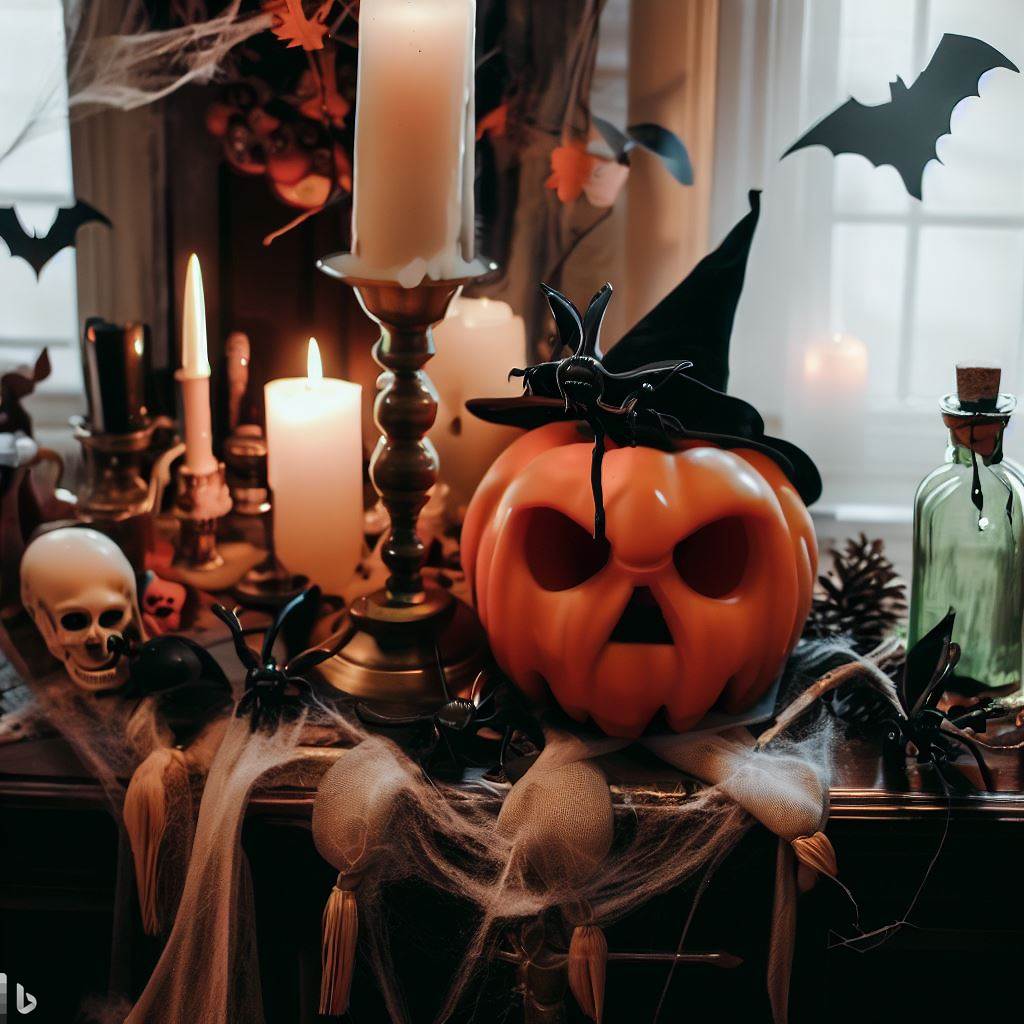 Halloween-themed home decor with spooky accents