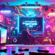 Image showcasing a captivating gaming setup with controllers, a vibrant display, and game-themed decorations, highlighting the best gaming streaming services for endless entertainment.