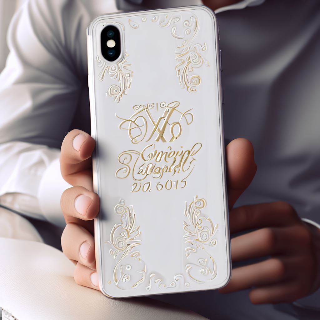 Personalized anniversary gift for him with engraved phone case and couple's names