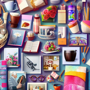 A collage of budget-friendly gift ideas for grandparents, including photo frames, cozy blankets, personalized mugs, gardening tools, books, and board games