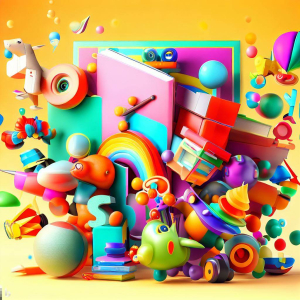 A captivating image featuring a range of vibrant and engaging gifts for kids, including toys, books, and art supplies, designed to inspire imagination and foster creativity