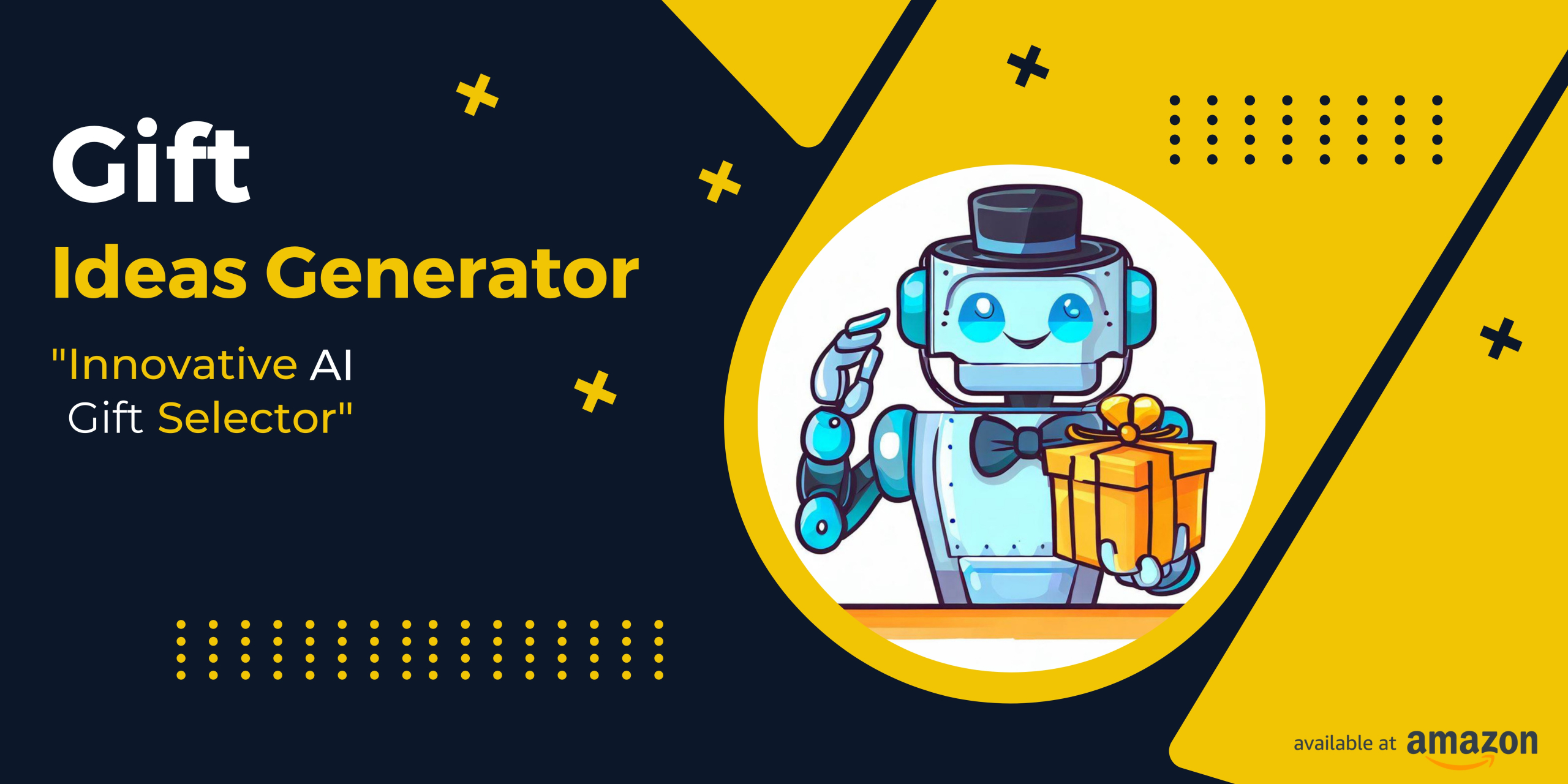 Banner for 'Innovative AI Gift Selector', an Amazon-linked tool generating personalized present ideas for any occasion